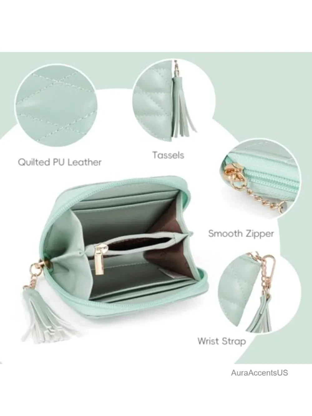 Women's Leather Slim Bifold Wallet with Removable ID Window & Card Slots